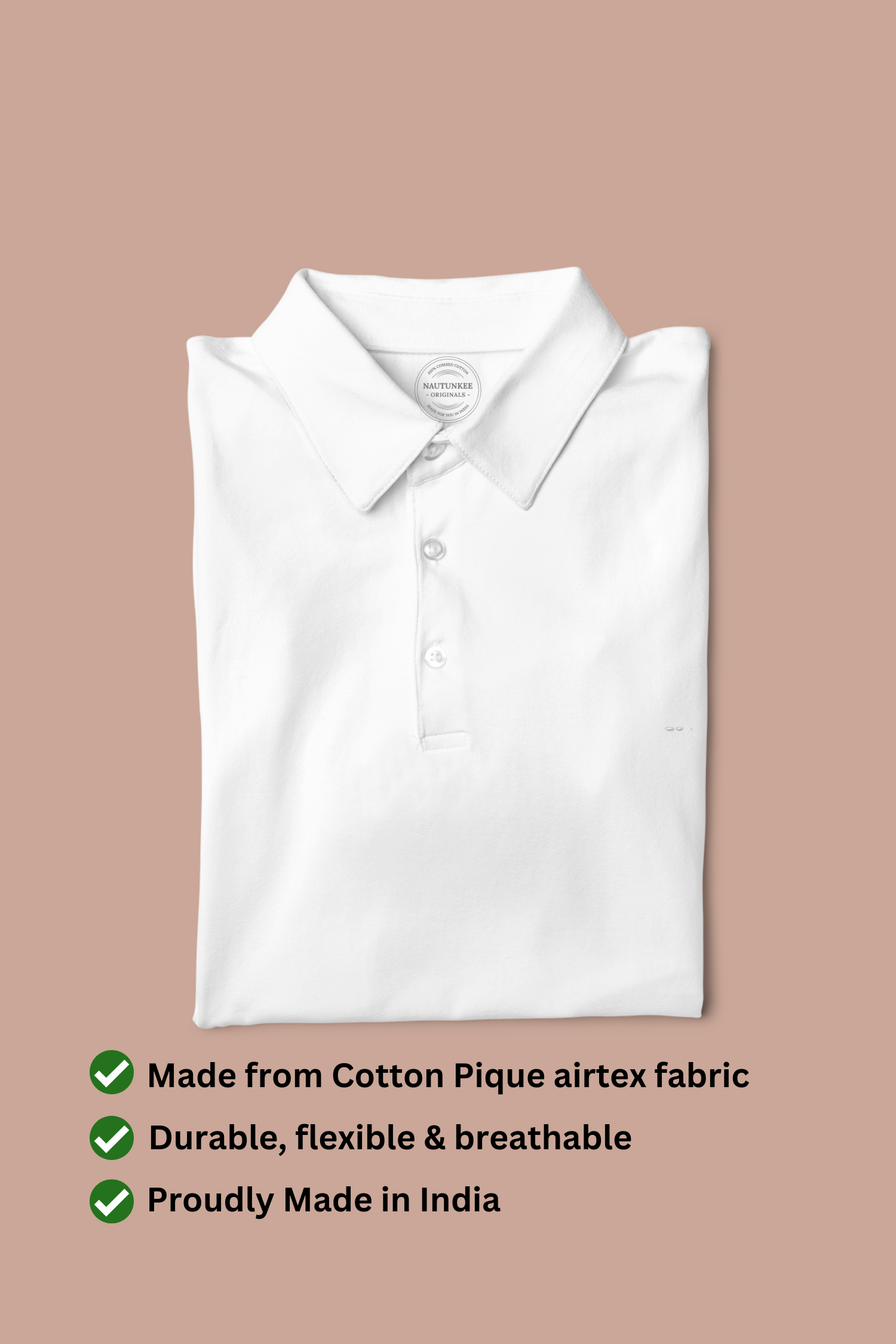 White Cotton Pique Polo T-Shirt - nautunkee