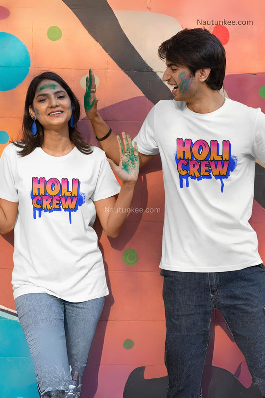 holi crew holi t-shirt for couples