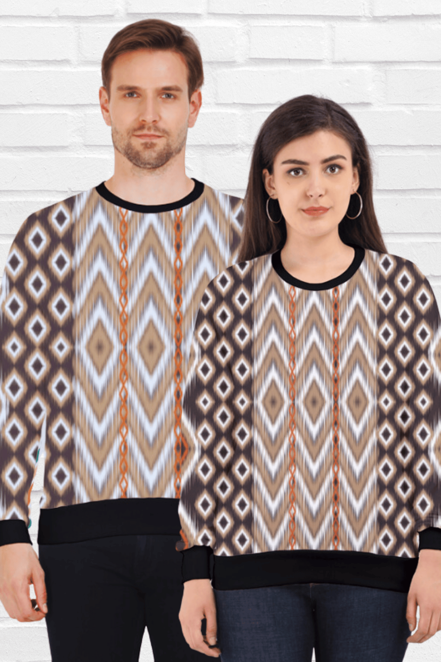 Couple Sweatshirt Ikat Pattern