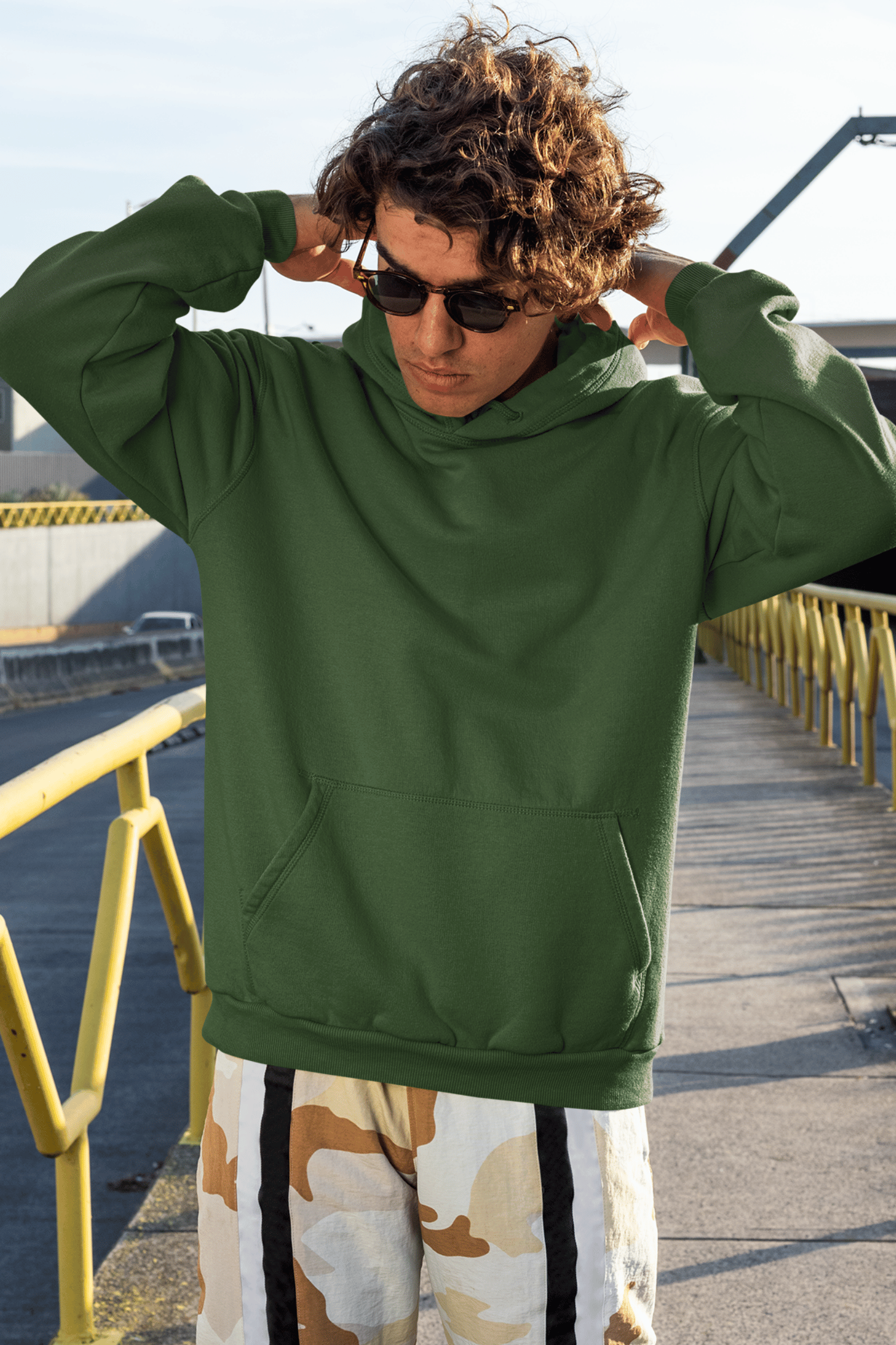 plain olive green men's hoodie