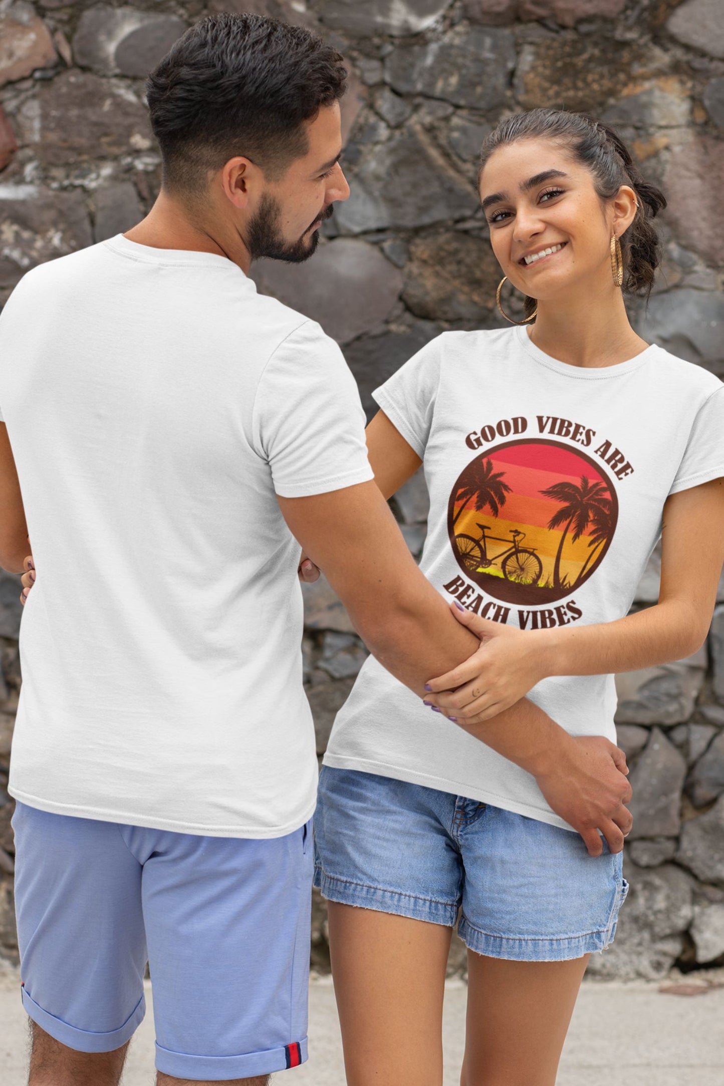 beach vibes travel t-shirt for couples