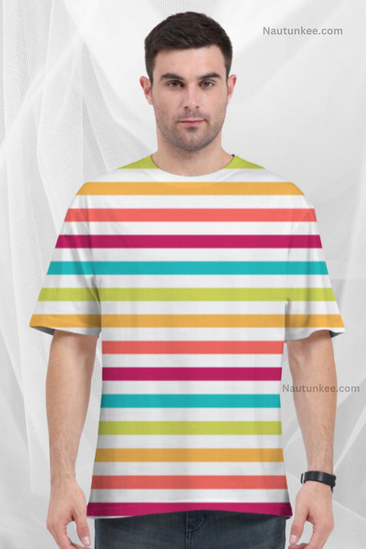 Candy Cane Stripes Men's Oversized T-Shirt