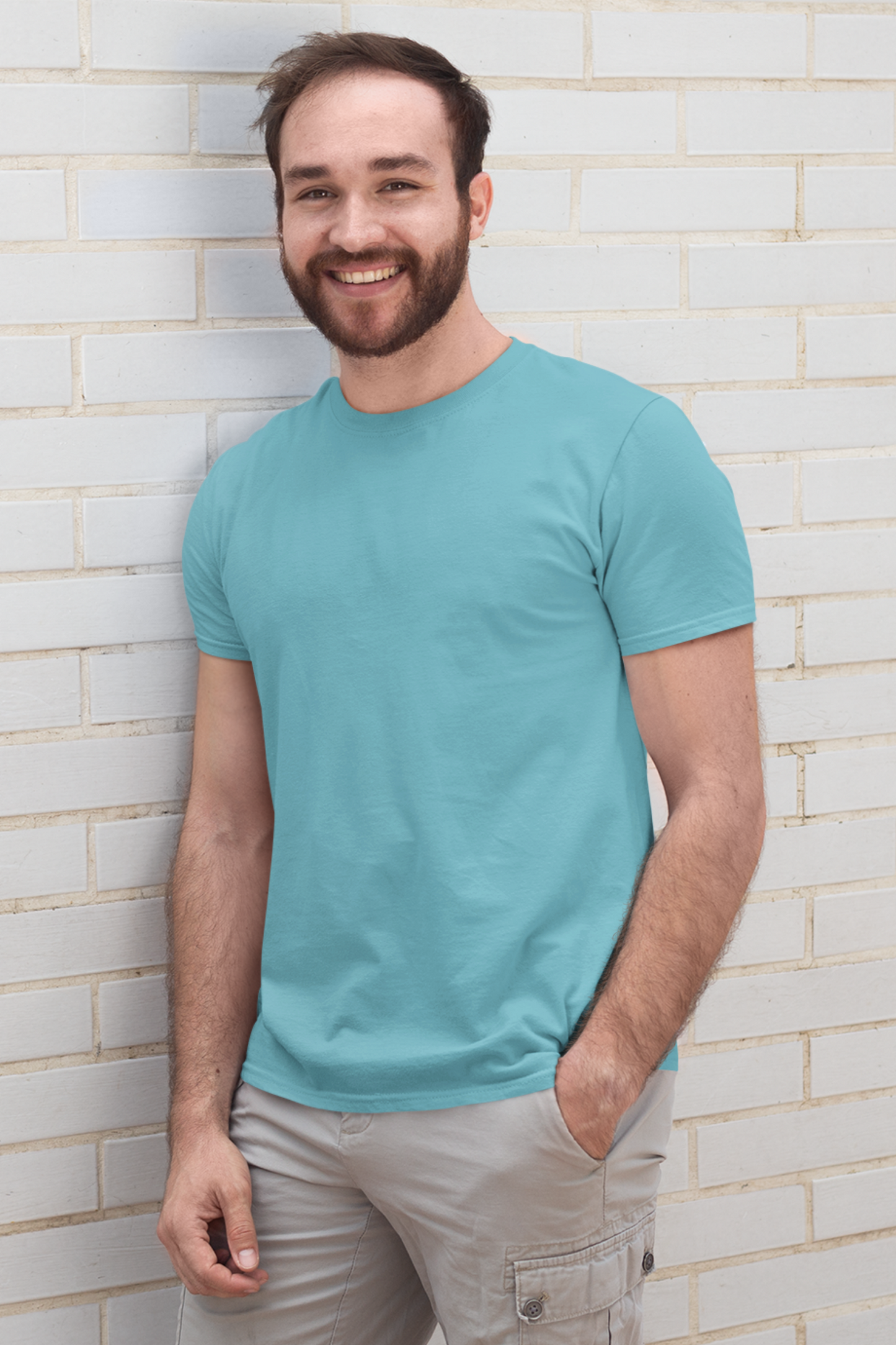 Sky Blue Round Neck T-Shirt - Men's Basics