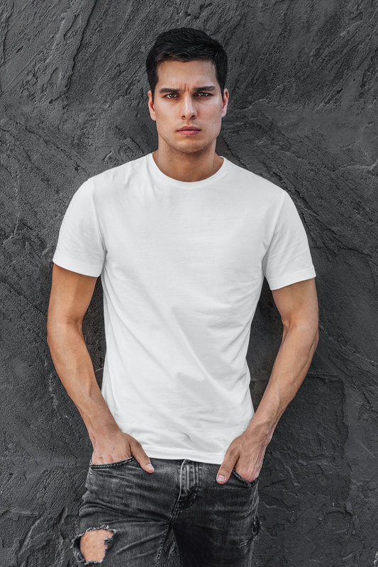 White Round Neck T-Shirt - Men's Basics