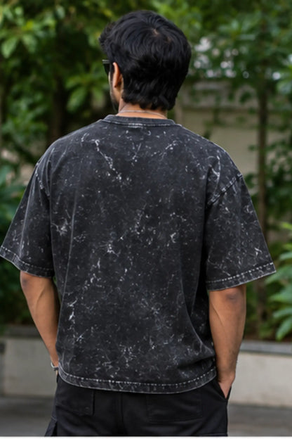 Black Unisex Acid Wash Oversized T-Shirt