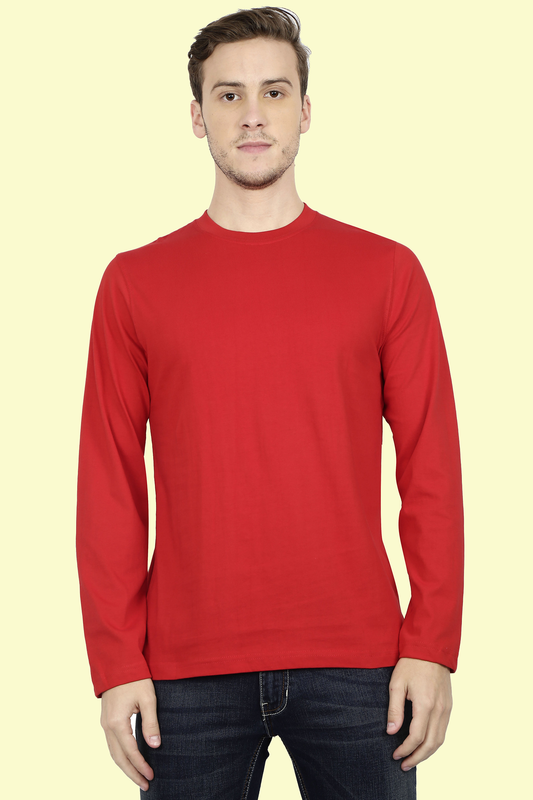 Plain Red - Men Full Sleeve Round Neck T-Shirt - nautunkee.com