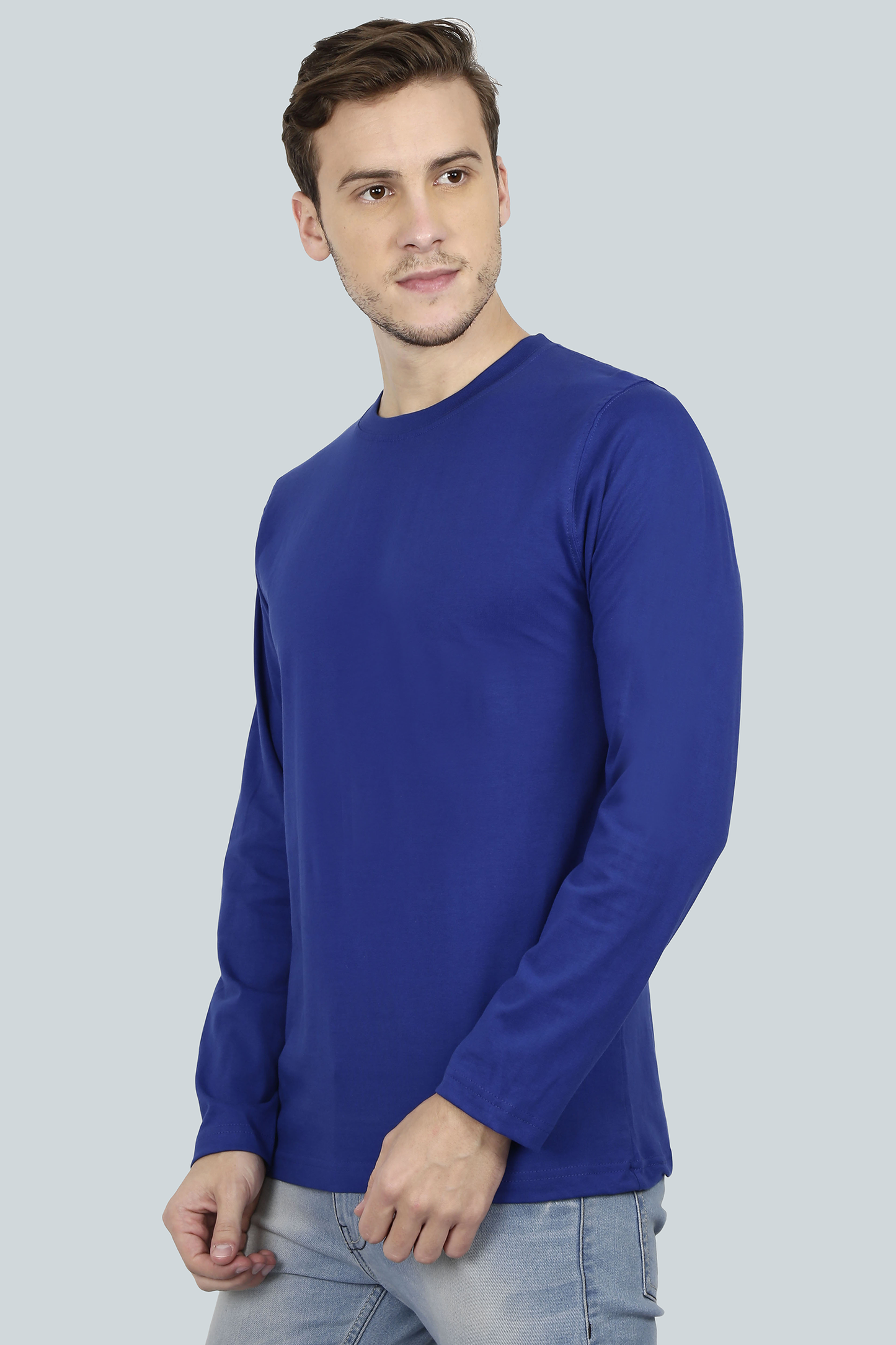 Plain Royal Blue - Men Full Sleeve Round Neck T-Shirt