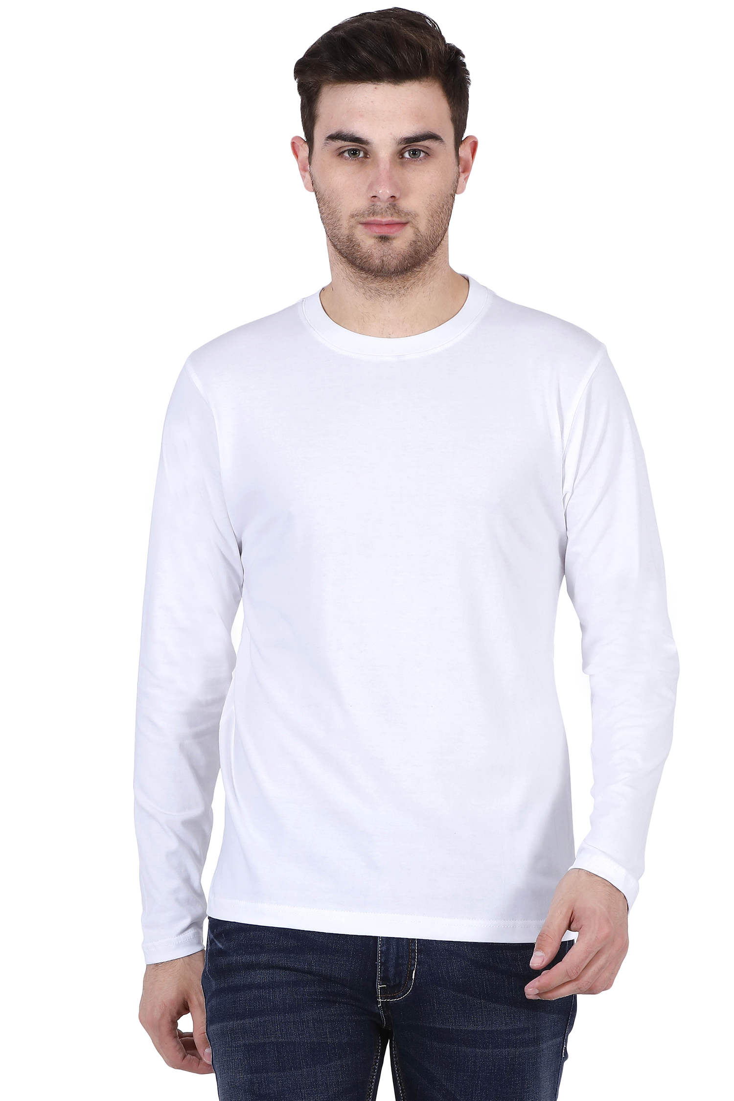 Plain White - Men Full Sleeve Round Neck T-Shirt - nautunkee.com