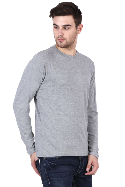 Plain Melange Grey - Men Full Sleeve Round Neck T-Shirt
