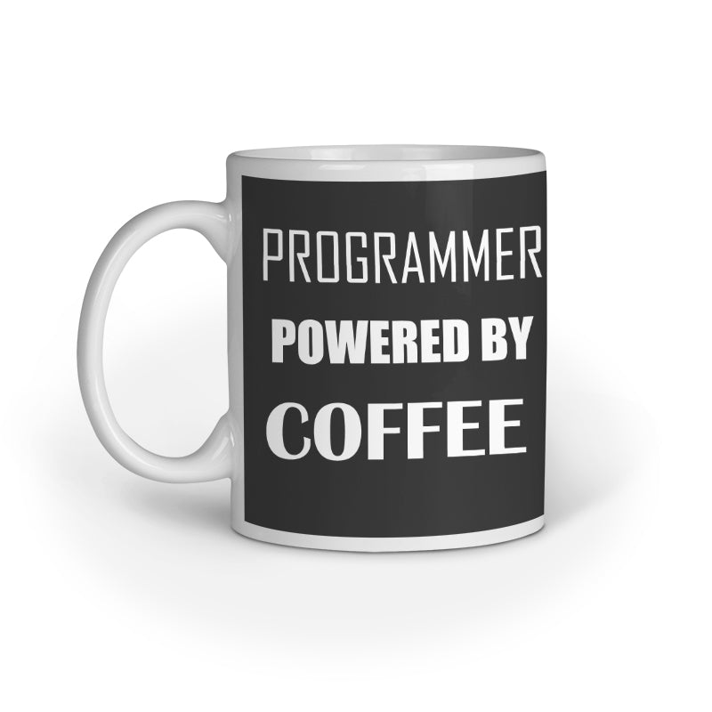 Programmer Powered By Coffee Printed Coffee Mug - Black (11oz/330ml) - nautunkee