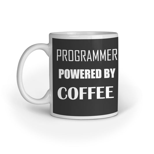 Programmer Powered By Coffee Printed Coffee Mug - Black (11oz/330ml) - nautunkee