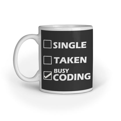 Busy Coding Printed Coffee Mug - Black (11oz/330ml) - nautunkee