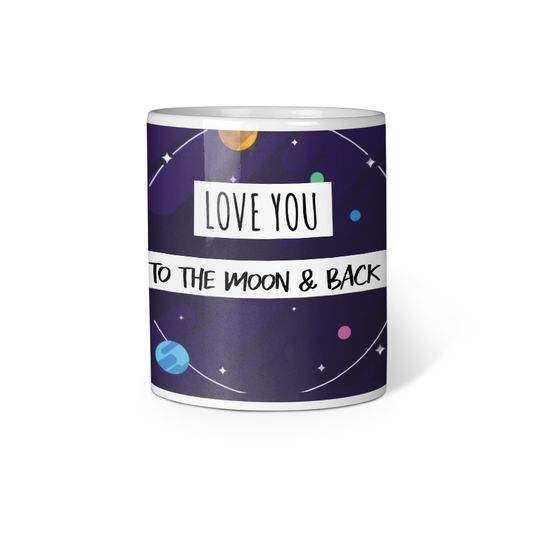 Love You To The Moon & Back Printed Coffee Mug - Black (11oz/330ml)