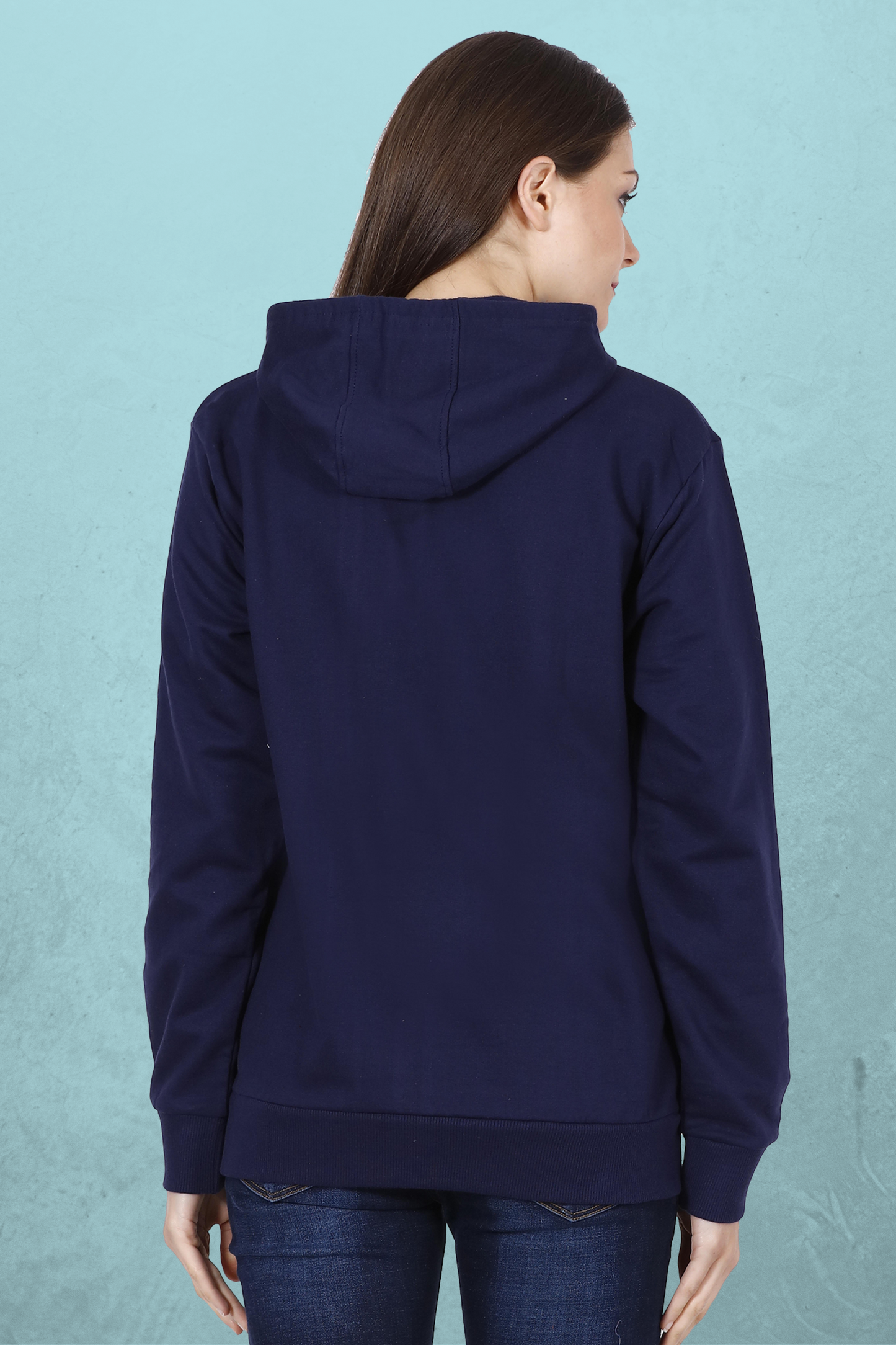 Plain Navy Blue Hoodie For Women