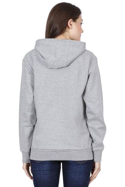 Plain Melange Grey Hoodie For Women