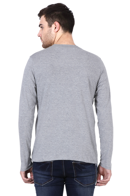 Plain Melange Grey - Men Full Sleeve Round Neck T-Shirt