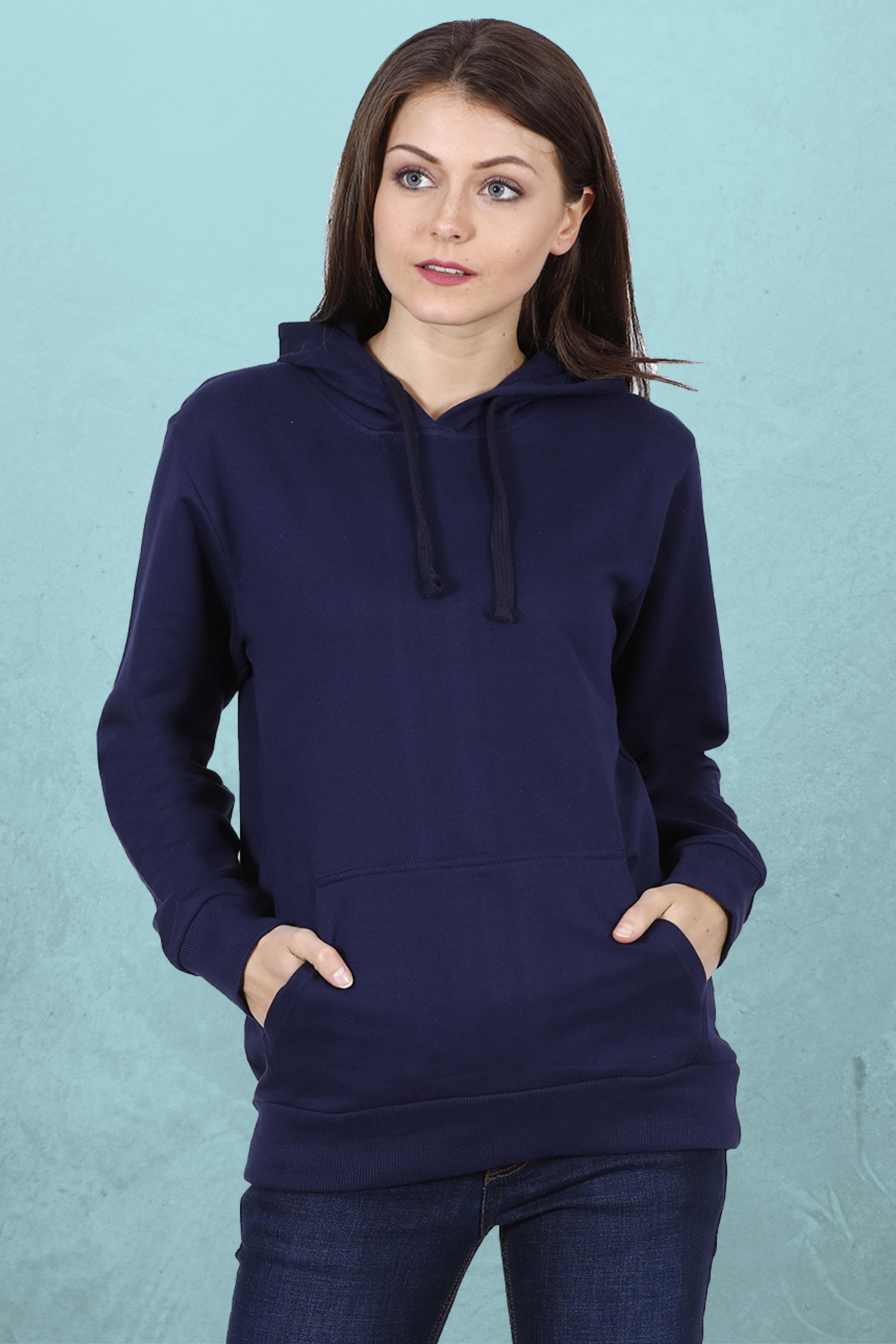 Plain navy blue Hoodie For Women online in India - nautunkee.com