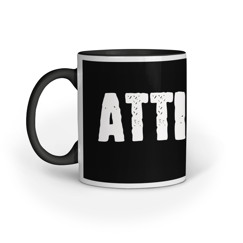 Attitude Printed Coffee Mug - Black (11oz/330ml) - nautunkee