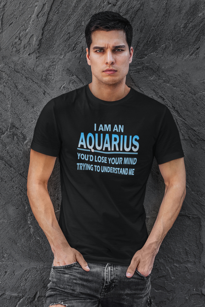 Aquarius Zodiac Men Half Sleeve T-shirt | Birthday Gift For Aquarius Man online in India -nautunkee.com