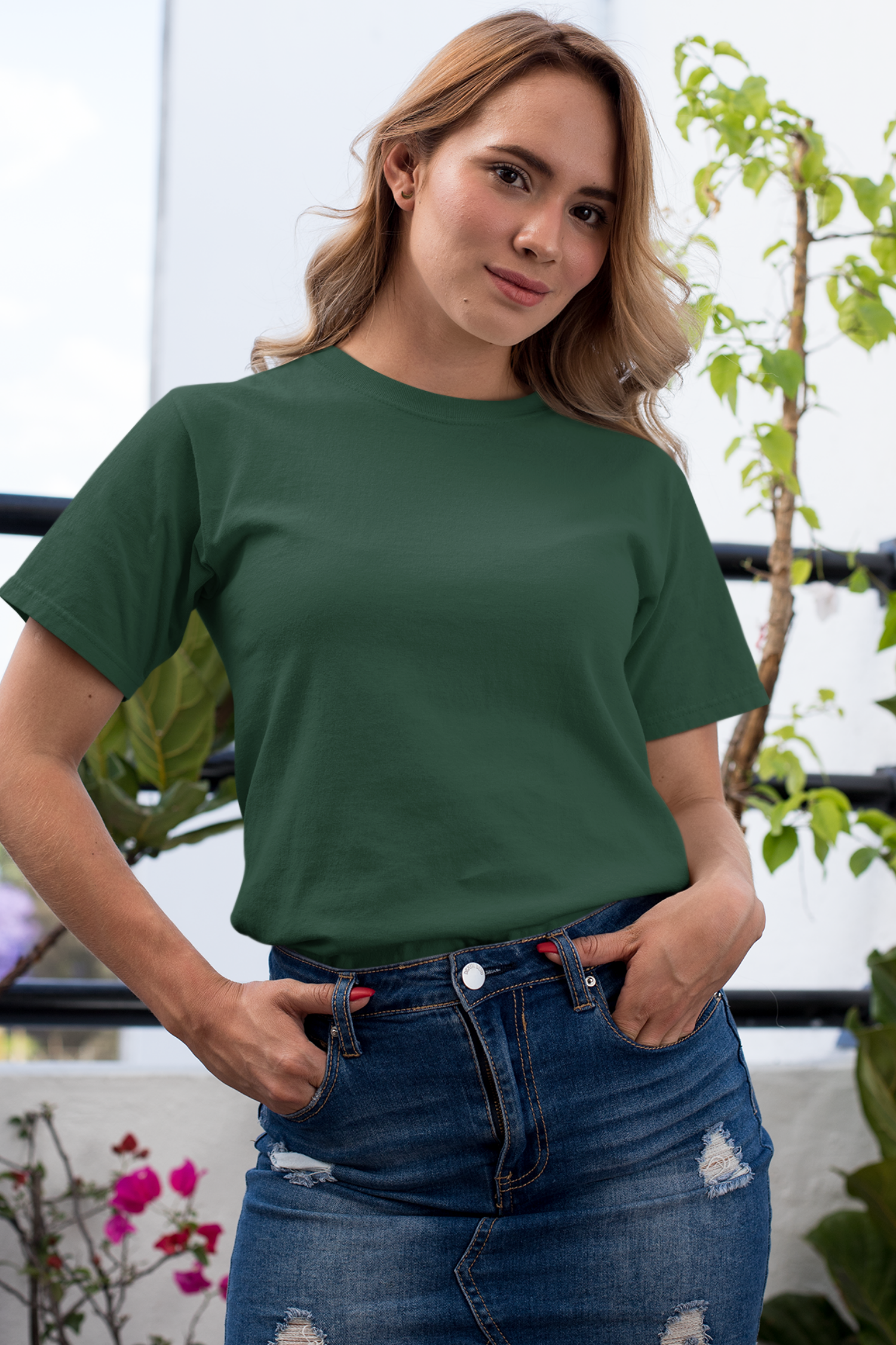 olive green crew neck t-shirt for women - nautunkee.com