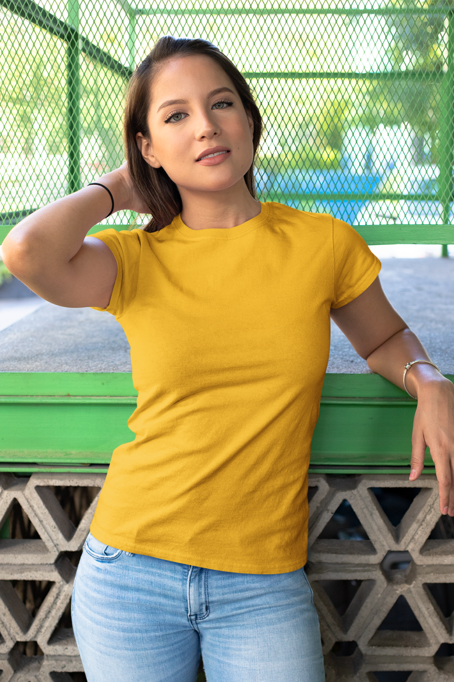 golden yellow crew neck t-shirt for women - nautunkee.com