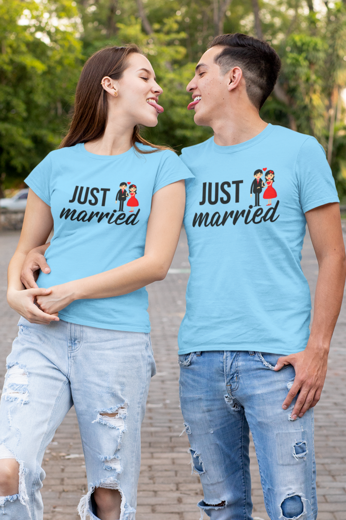 just married couple tshirt for newly weds online in India - nautunkee.com