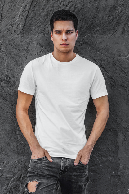 Plain White - Mens Half Sleeves Round Neck T-shirt online in India - nautunkee.com