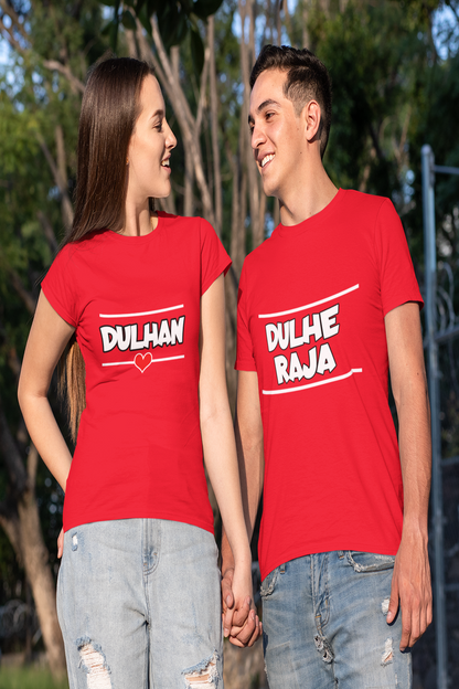 dulhe raja and dulhan couple t shirt for pre wedding Bride and Groom couple t shirts for pre wedding - nautunkee