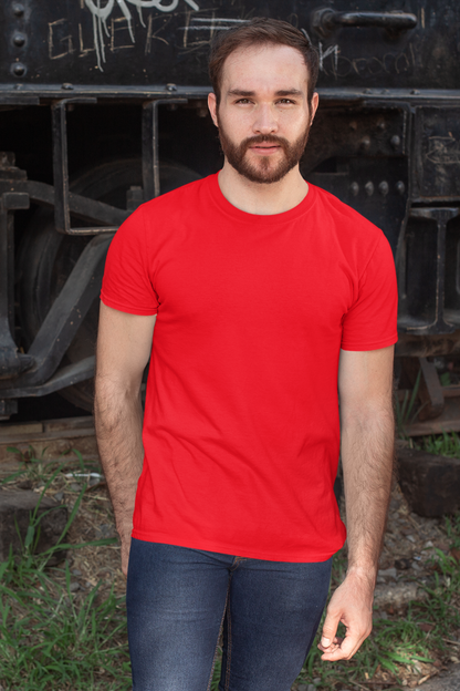 Men's Plain T Shirt Combo Pack Of 4 ( Red, Royal Blue, Olive Green, Charcoal Grey )