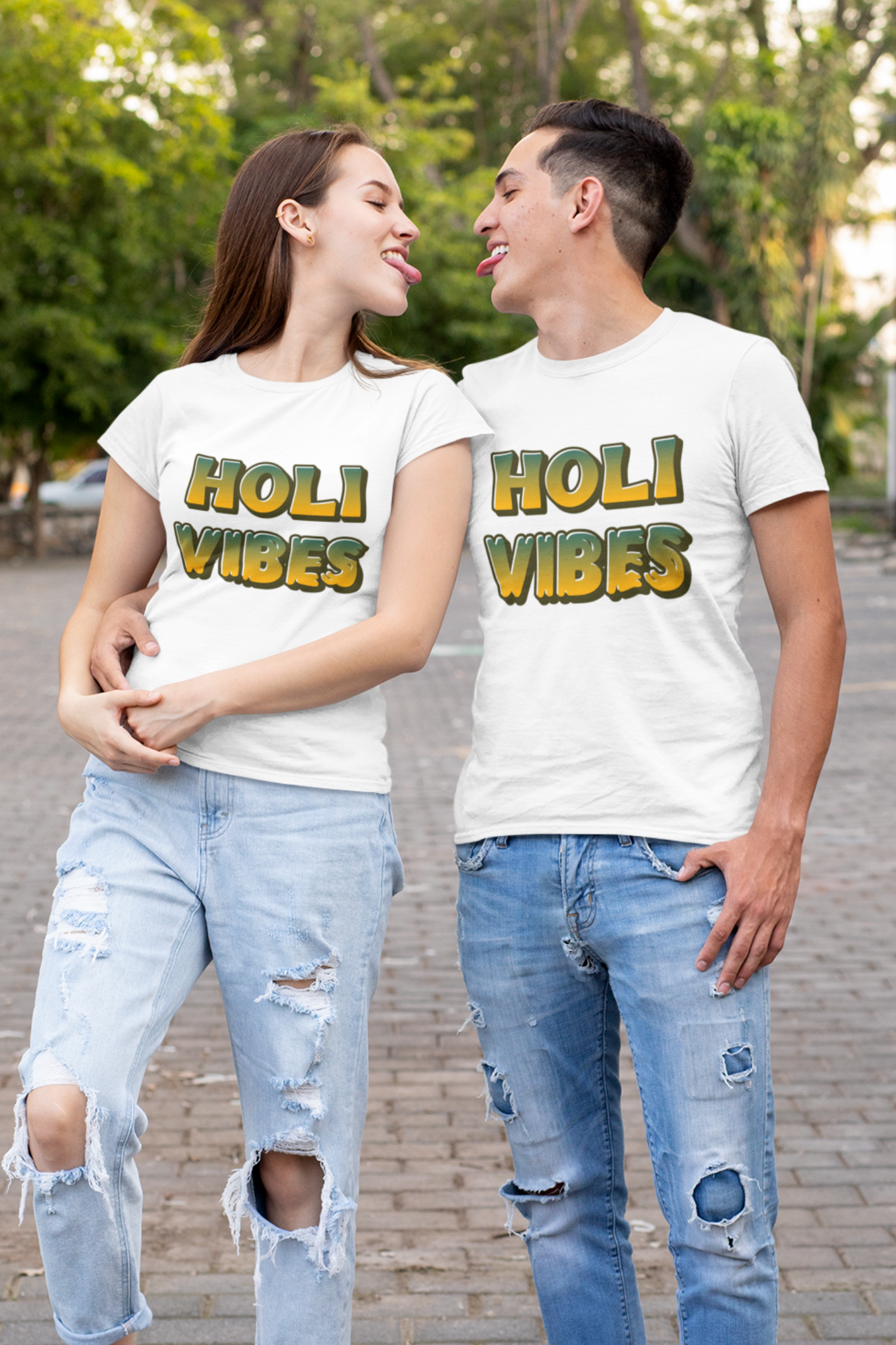 Holi Vibes | Holi T-Shirt For Couples - holi festival 2021 - nautunkee.com
