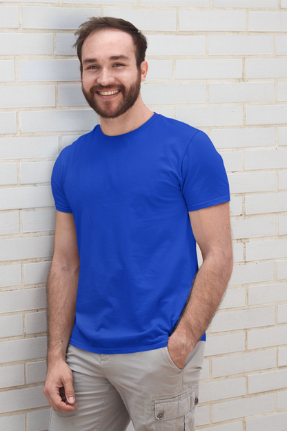 Plain Royal Blue - Mens Half Sleeves Round Neck T-shirt - nautunkee.com