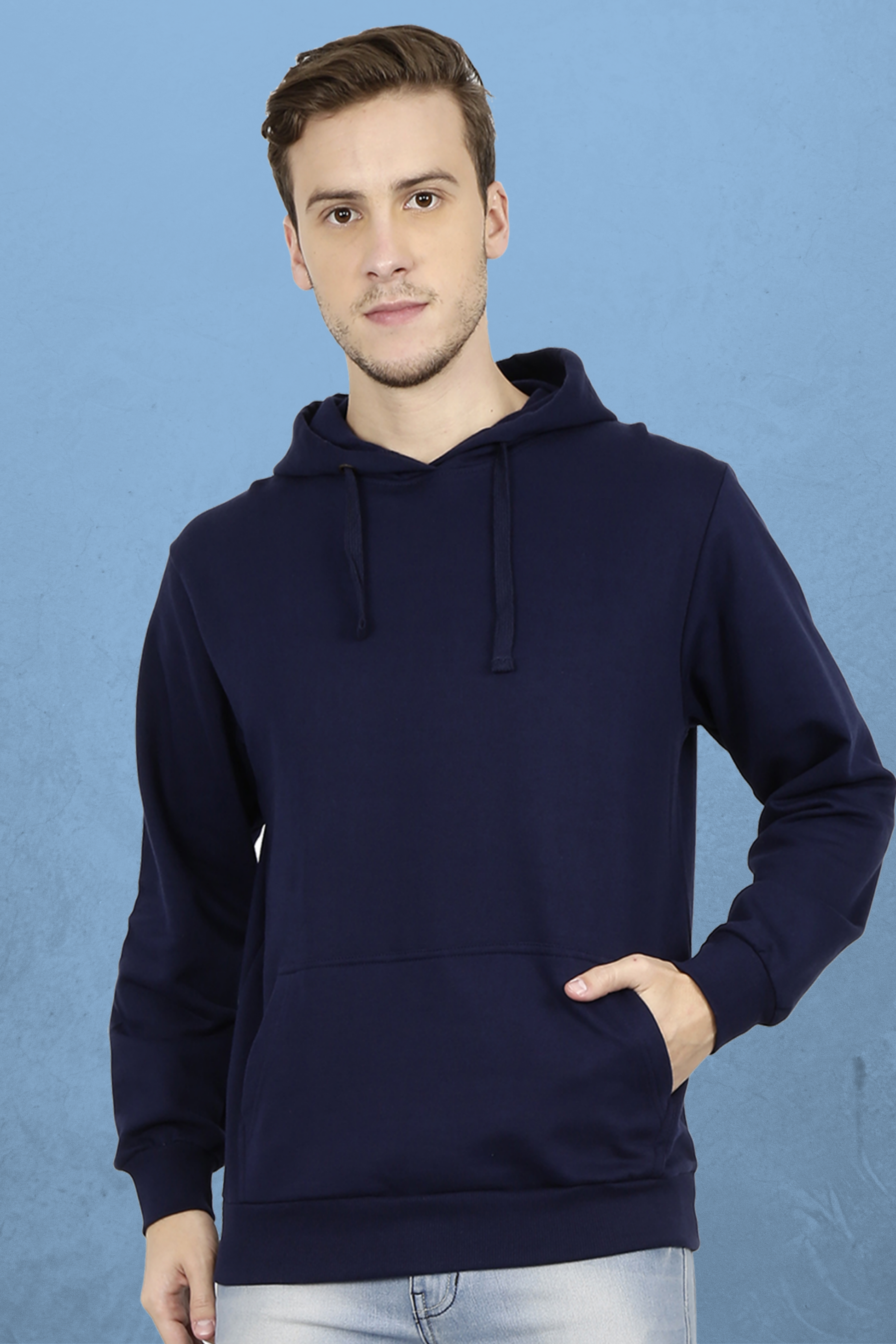 blue plain hoodies for men