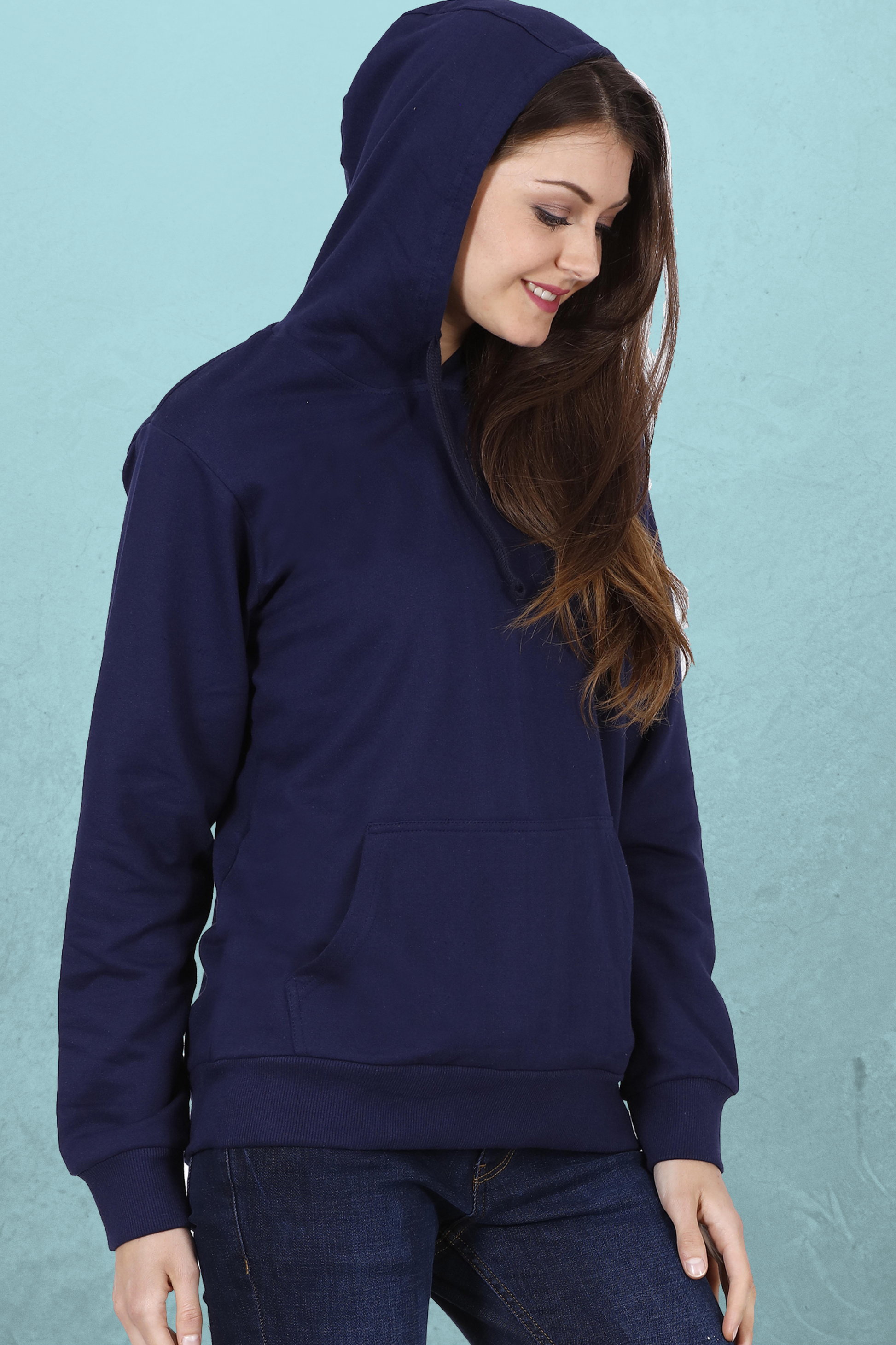 Plain Navy Blue Hoodie For Women – Nautunkee