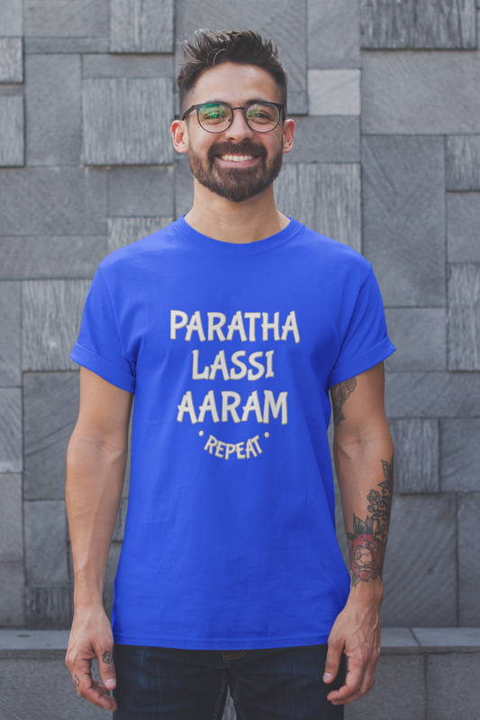 Paratha Lassi Aaram Repeat | Punjabi T-Shirt For Men - Nautunkee.com