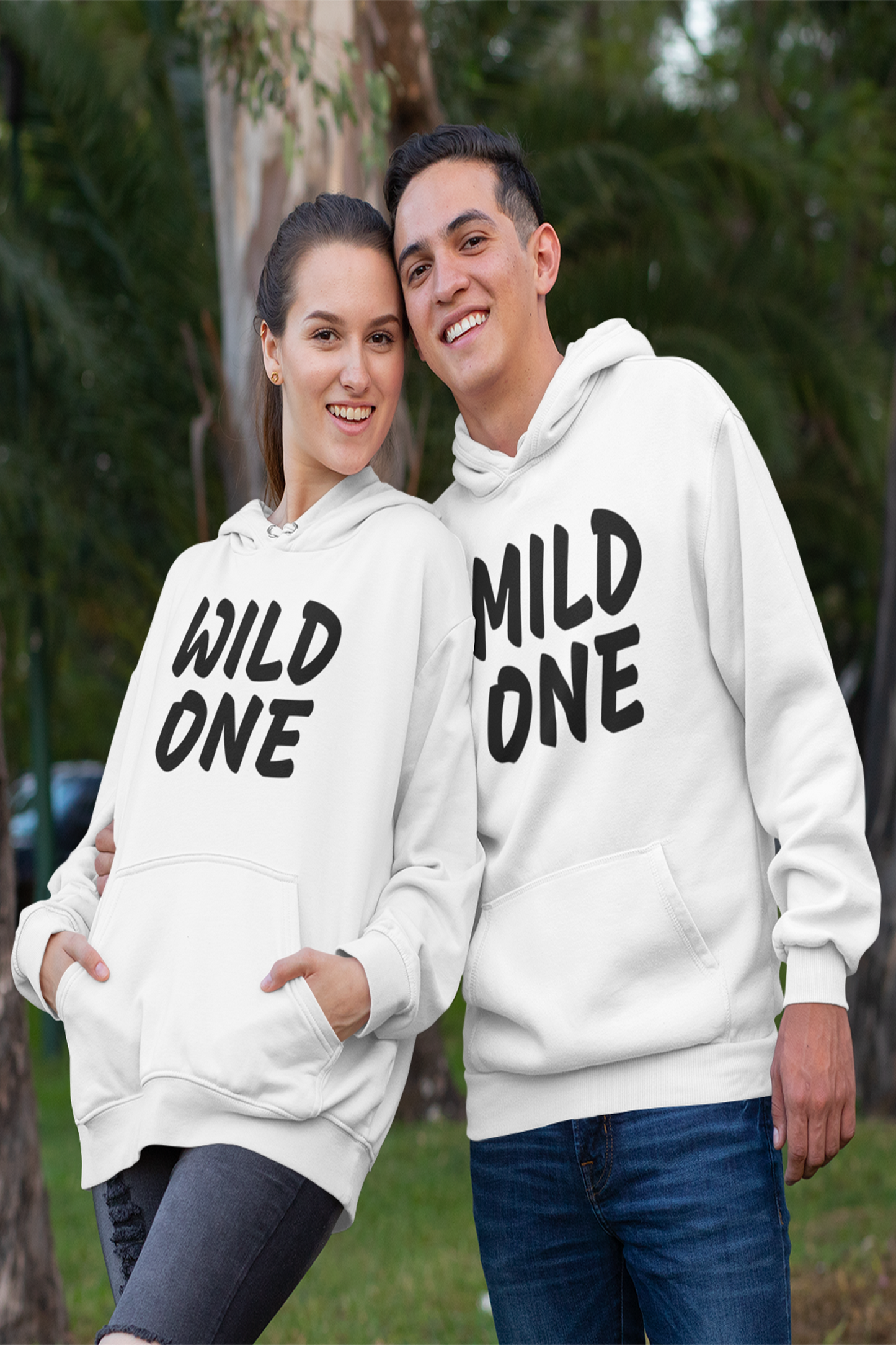 hoodie couple, mild one wild one matching couple hoodie - nautunkee.com