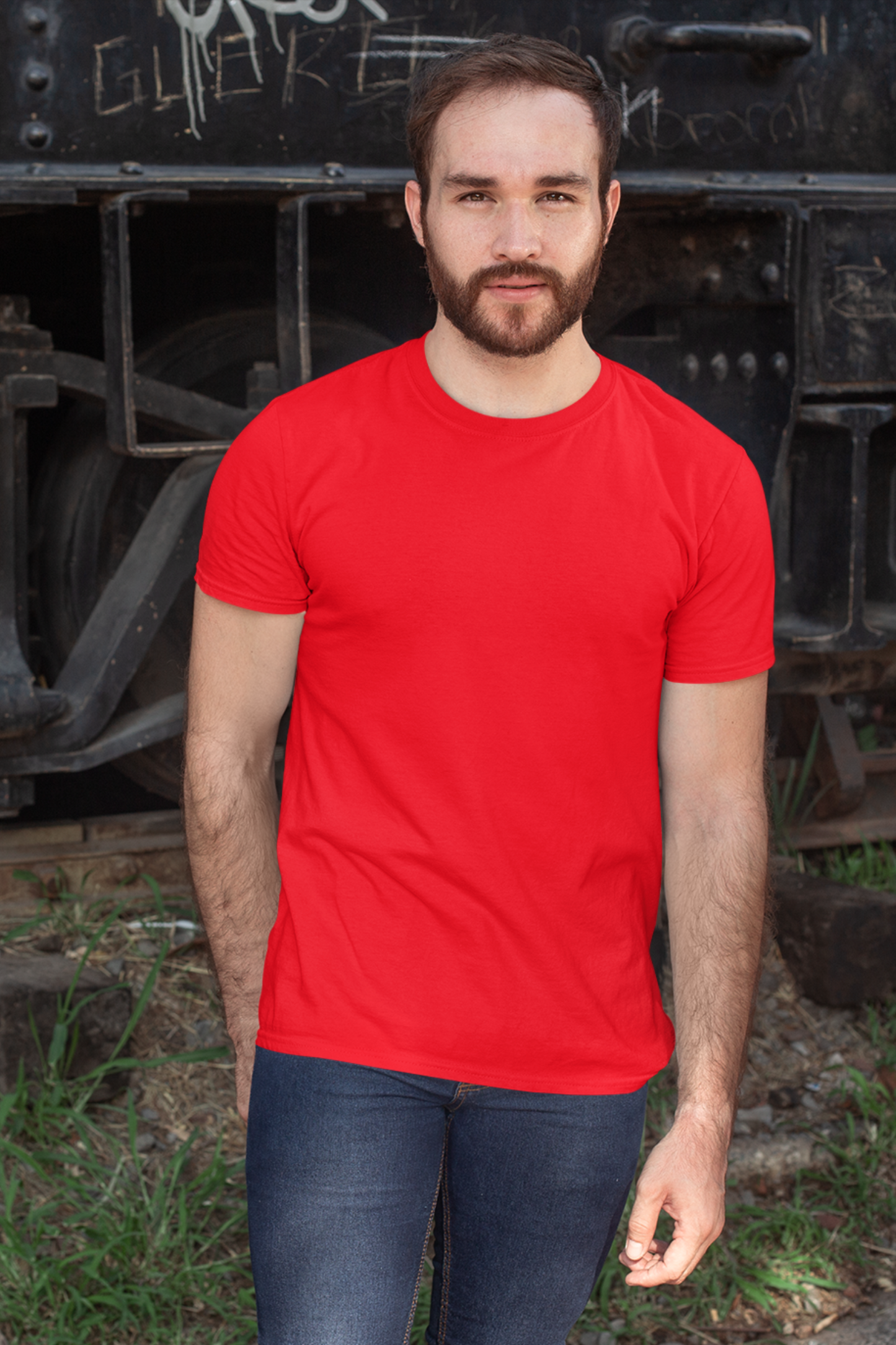 Plain Red - Mens Half Sleeves Round Neck T-shirt online in India - nautunkee.com