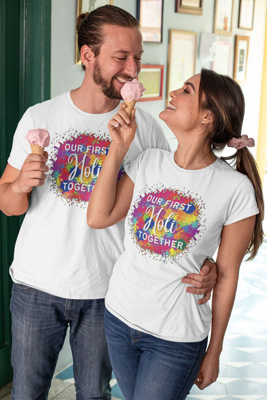 holi t-shirt for couples -nautunkee.com