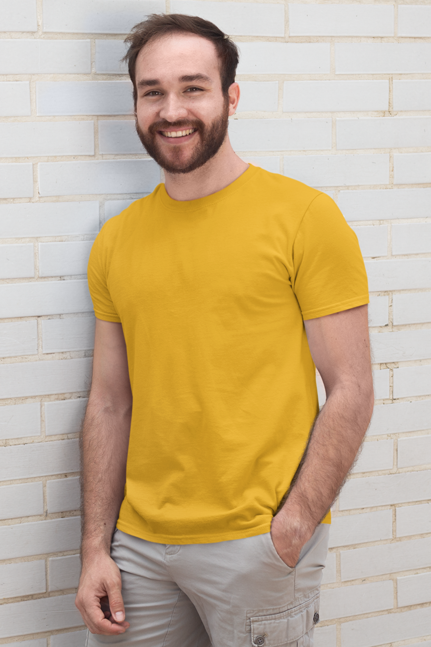 plain golden yellow half sleeve men's t-shirt online in India - nautunkee.com