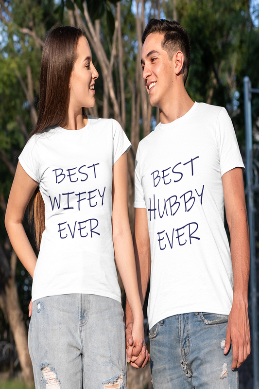 BEST HUBBY & WIFEY EVER Matching Couple T-Shirts