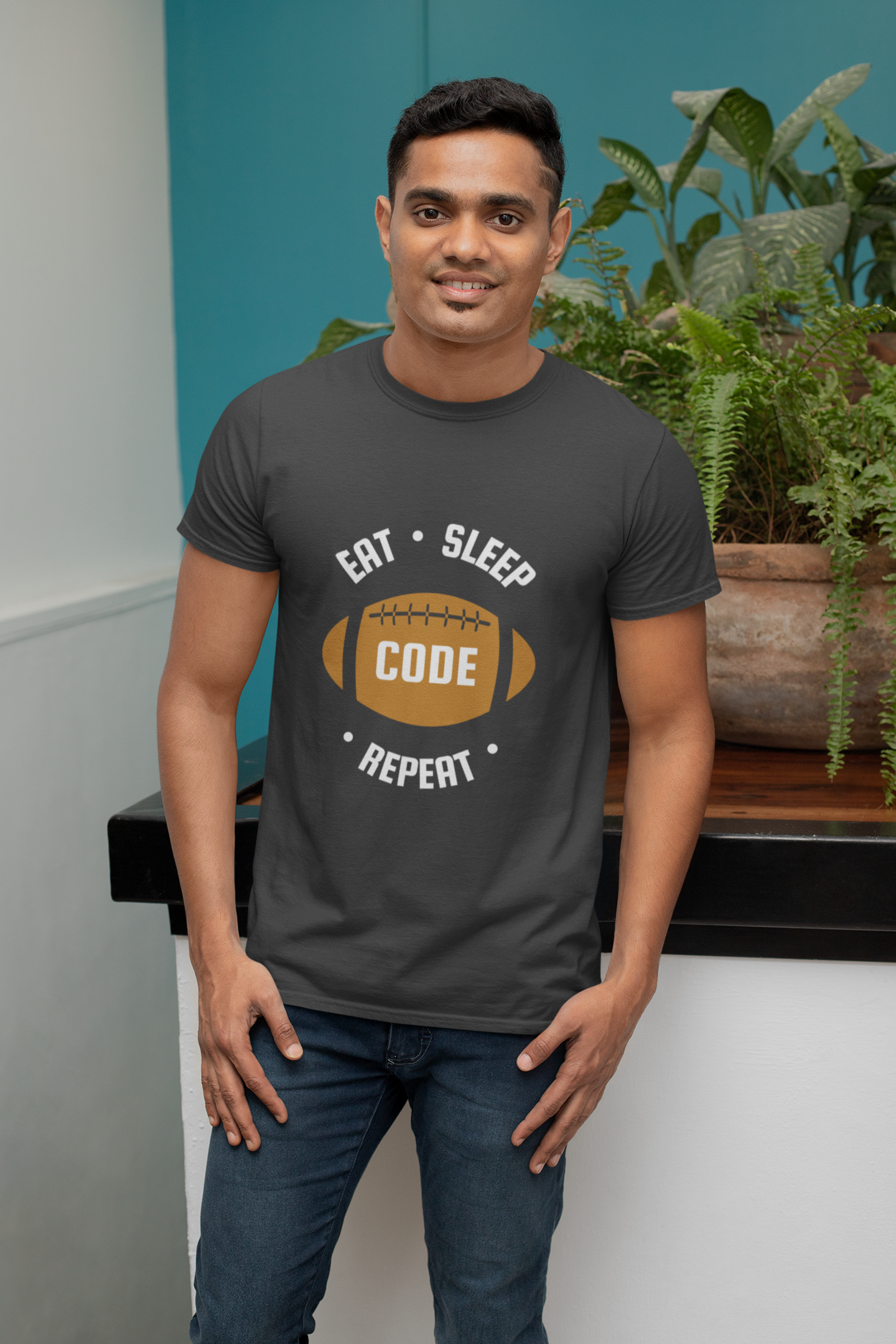 Eat Sleep Code Repeat | Men Half Sleeve Round Neck T-Shirt