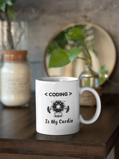 Coding Is My Cardio Printed Coffee Mug - White (11oz/330ml)