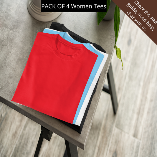 Women's Plain T Shirt Combo Pack Of 4 women tshirts - nautunkee