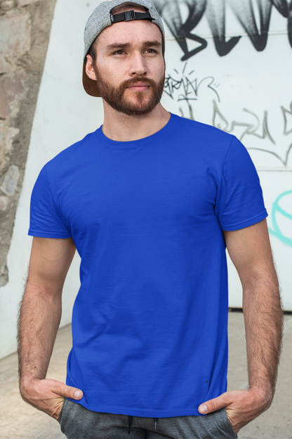 Plain Royal Blue - Mens Half Sleeves Round Neck T-shirt