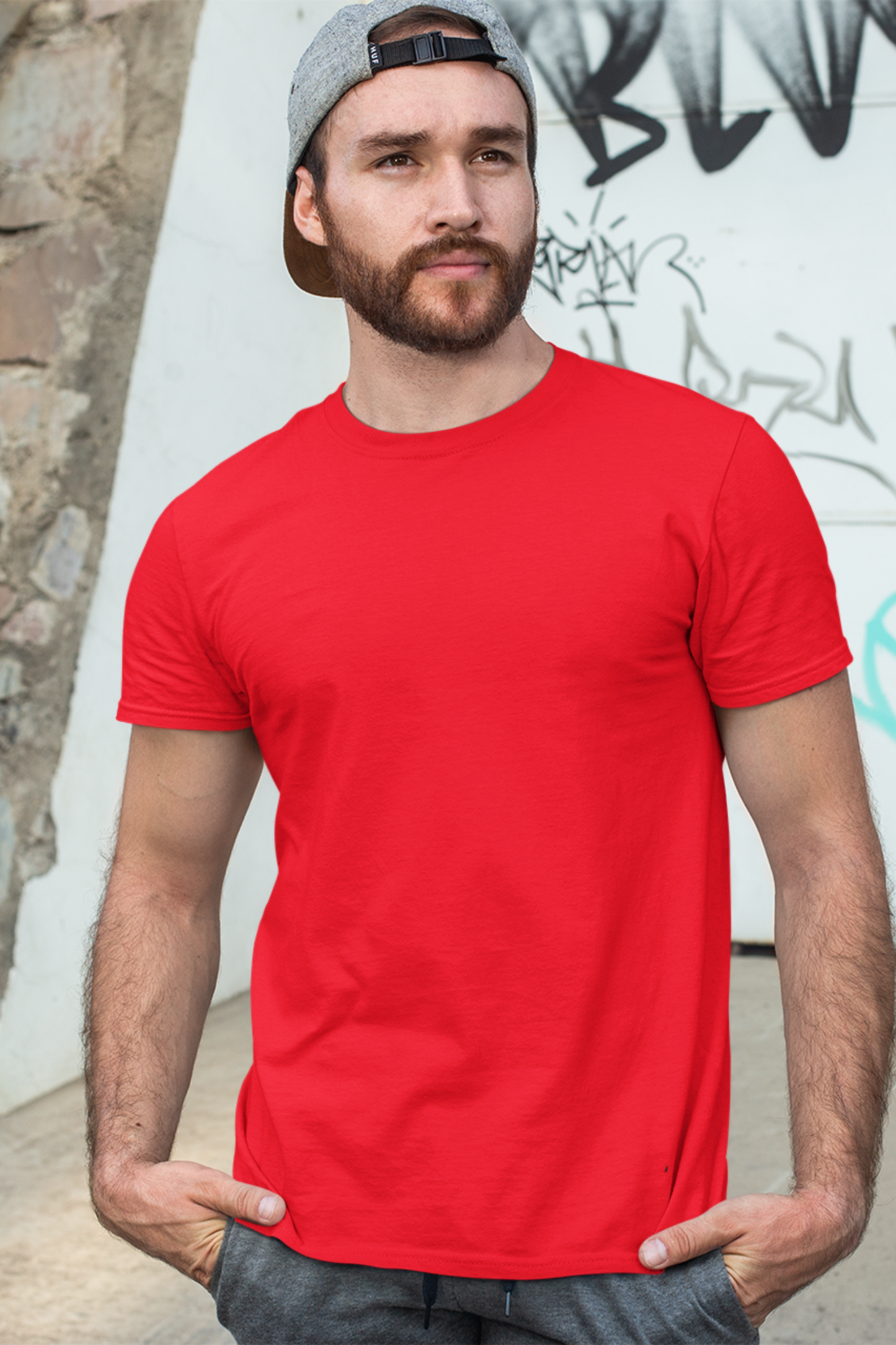 Plain Red - Mens Half Sleeves Round Neck T-shirt