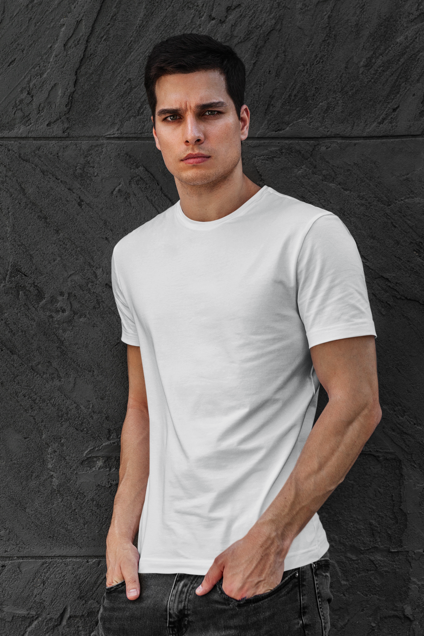 Plain White T-shirt - Mens Half Sleeves Round Neck T-shirt