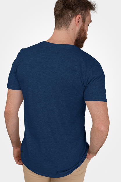 Plain Navy Blue - Mens Half Sleeves Round Neck T-shirt