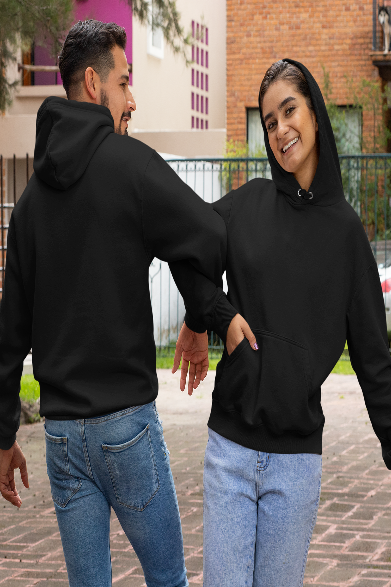Plain Black Matching Couple Hoodies Nautunkee
