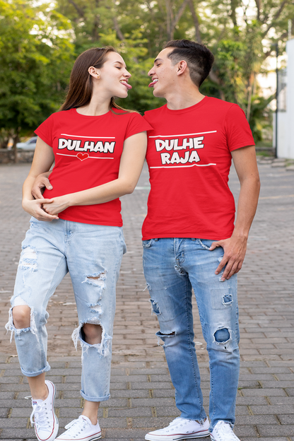 dulhe raja & dulhan couple t shirts for pre wedding shoot, couple t shirts for pre wedding - nautunkee