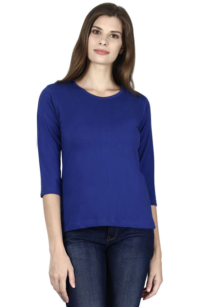 Plain Royal Blue | Women 3/4 Sleeve Round Neck T-Shirt