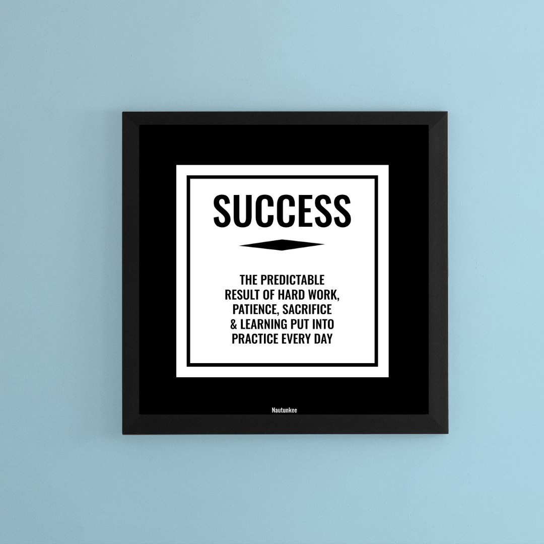 Hustle Grind Execute Talent Grit Success- Set Of 6 Framed Posters Home Office Decor